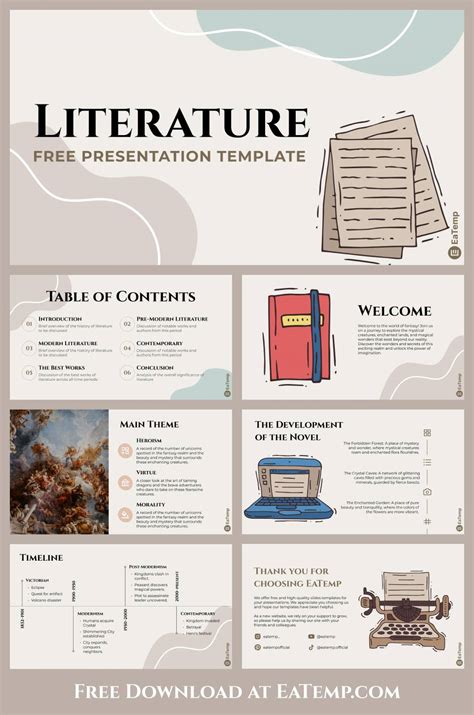 Free English Literature Presentation Template - EaTemp