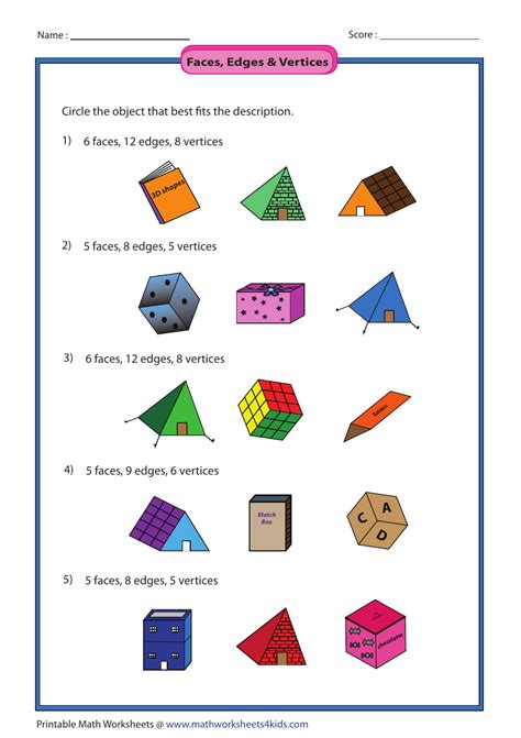 Faces, Edges & Vertices Worksheet With Answer Key - Book Download Printable PDF | Templateroller