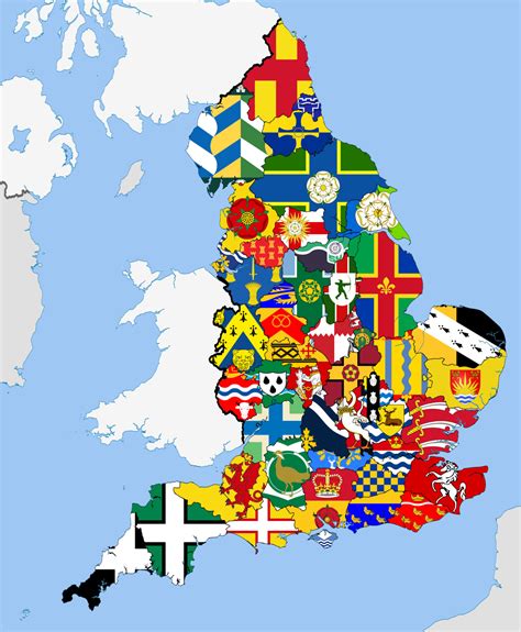 Map of England with each county and it’s... - Maps on the Web