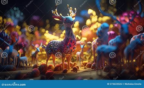 Abstract Fantasy World with Fantasy Animals Colorful Background Wallpaper Ai Generated Stock ...