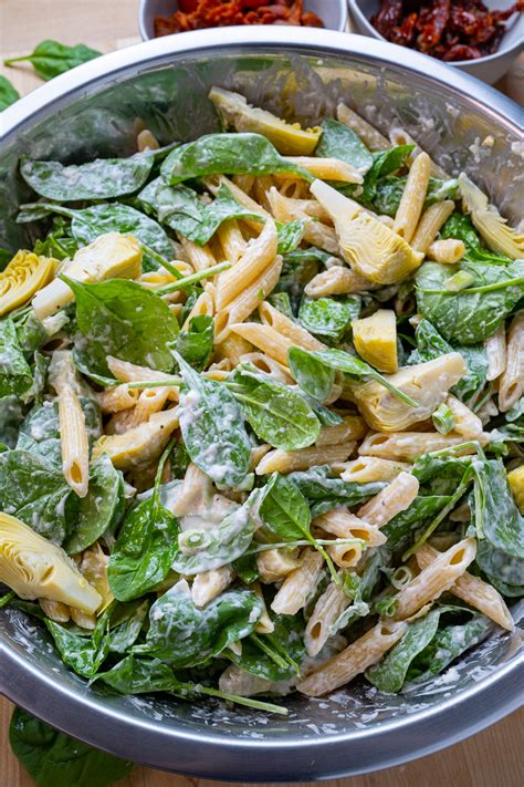 Spinach and Artichoke Pasta Salad - Closet Cooking