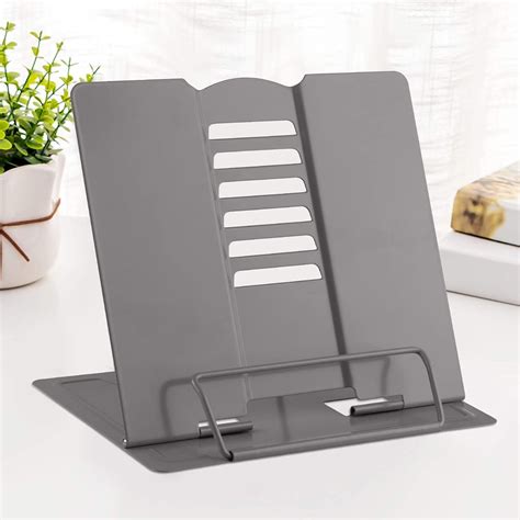 MSDADA Desk Book Stand Metal Reading Rest Book Holder Angle Adjustable ...