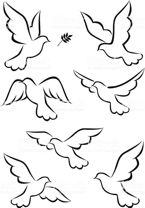 Vector illustration of dove | Dove sketches, Simple line drawings, Dove ...