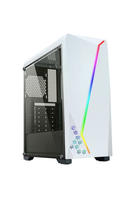 DIYPC S2-W-RGB White USB3.0 Steel/ Tempered Glass ATX Mid Tower Gaming Computer Case w/Tempered ...