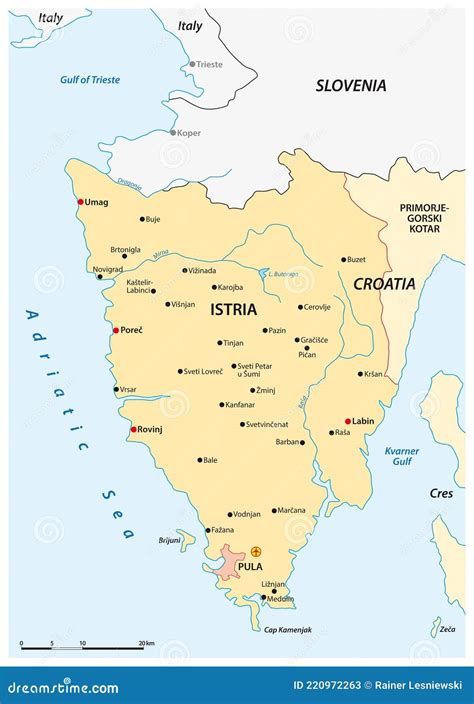 Vector Map of the Croatian Peninsula Istria, Croatia Stock Vector ...