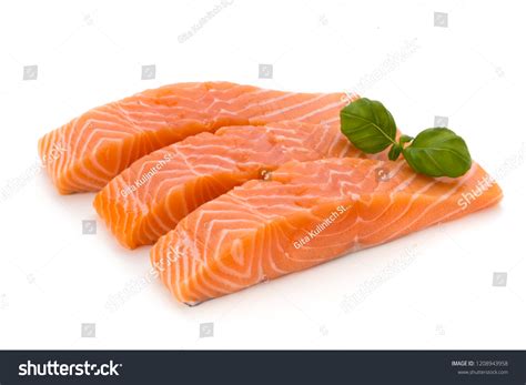 Fresh Lachs Fillet Basil On White Stock Photo 1208943958 | Shutterstock