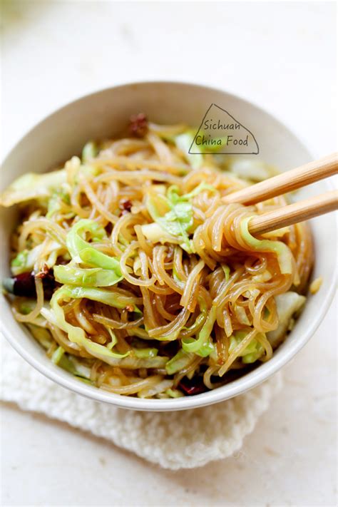 Glass Noodles Stir Fry with Shredded Cabbage | China Sichuan Food