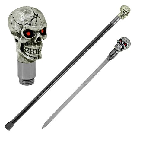 Dark Resurrection Skull Head Walking Cane Sword-5J3-SI17416