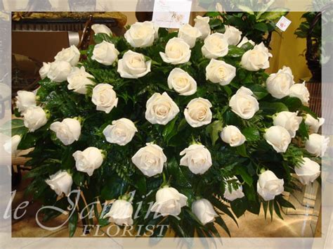 Premium White Roses Funeral / Sympathy Flower Arrangement | Le Jardin Florist