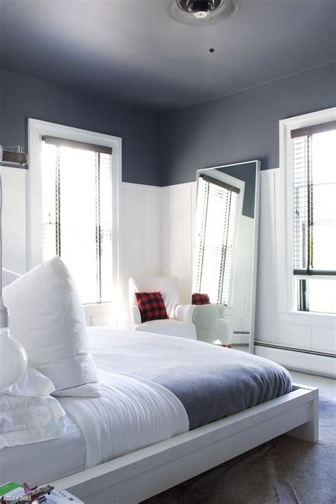 Mastered Bedroom | Blog | ROGER + CHRIS | Bedroom paint, White apartment, Grey ceiling