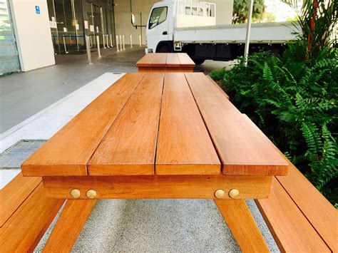 Solid Wooden Timber Picnic Bench Table, Furniture & Home Living, Furniture, Tables & Sets on ...