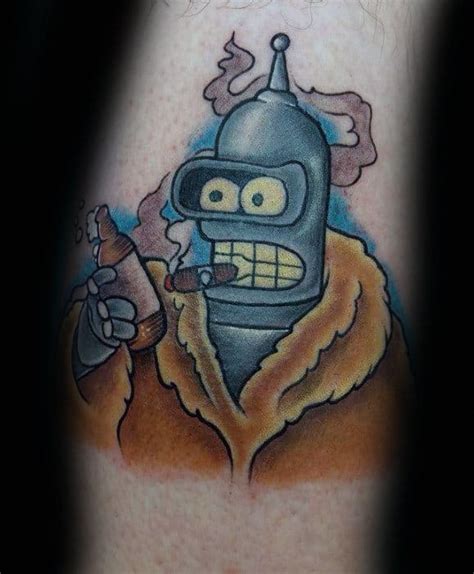 40 Bender Tattoo Designs For Men - Futurama Robot Ink Ideas