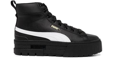 PUMA Leather Mayze Mid High-top Sneakers in Black - Lyst