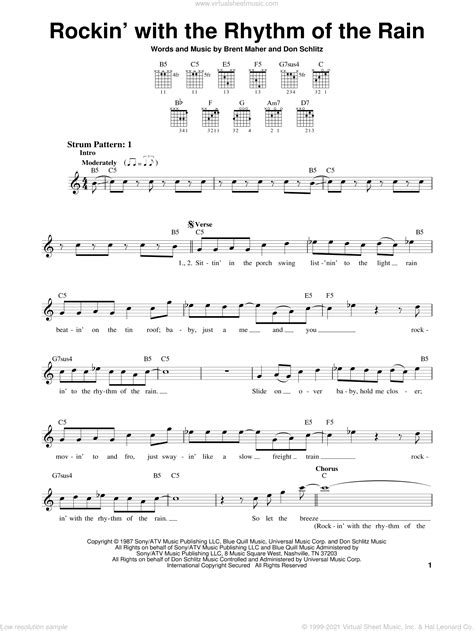 Judds - Rockin' With The Rhythm Of The Rain sheet music for guitar solo (chords)