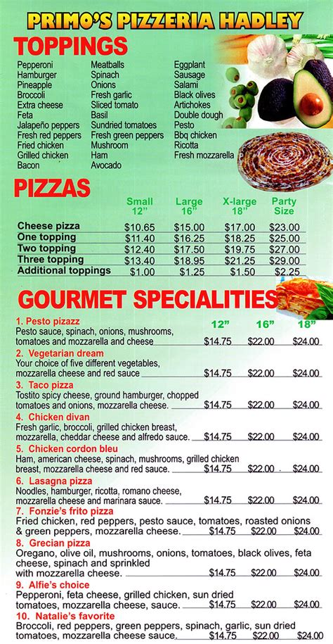 FULL MENU | primos-pizzeria