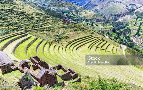 Inca Plants Farming Terraces In Pisaq Near Cusco In Peru Stock Photo - Download Image Now - iStock