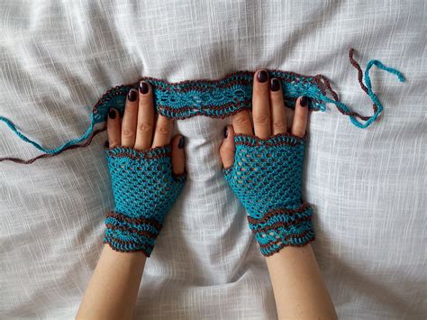 Cotton Lace Gloves Crochet Fingerless Gloves Blue Lilac Gloves - Etsy