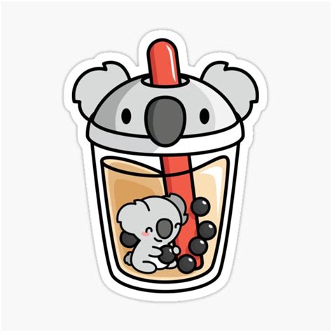 "Bubble Tea with Cute Kawaii Koala Bear Inside" Sticker for Sale by BobaTeaMe | Redbubble