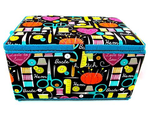 Amazon.com: Extra Large Rectangle Sewing Basket 15x10x8 Inches Notion Storage Box Black with ...