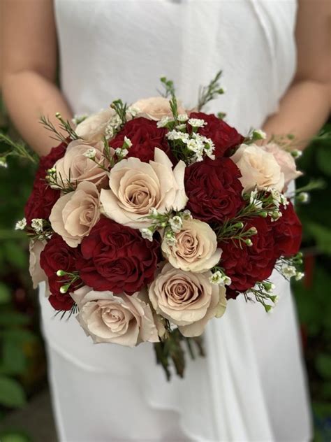 Champagne and Burgundy Bridal Bouquet – Fresno Florist | Signature Floral Designs | Fresno TX ...