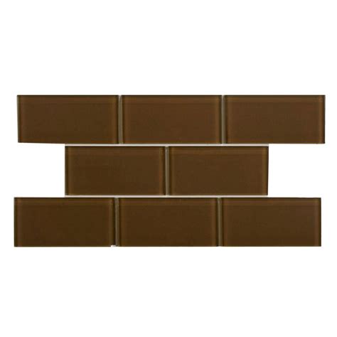 Merola Tile Tessera Subway Earth 3 in. x 6 in. Glass Wall Tile (1 sq. ft. / pack)-GITT3SER - The ...