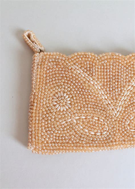 Vintage 1950s Pearl Beaded Evening Clutch Purse | Raleigh Vintage