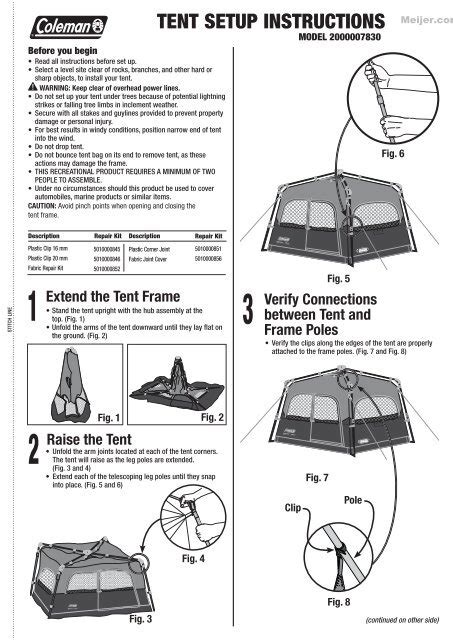 tent setup instructions - Meijer