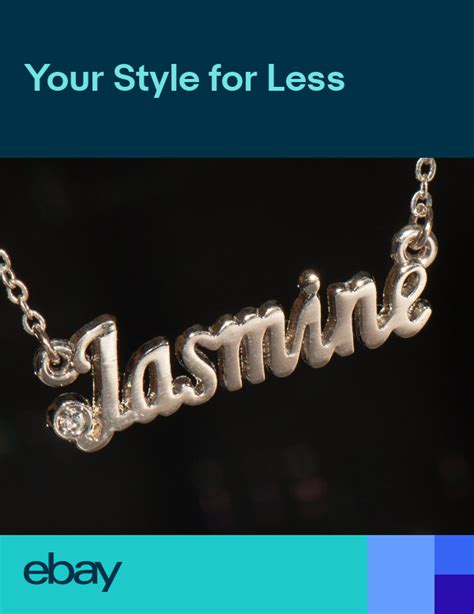 JASMINE Name Necklace with Rhinestone Gold or Silver Tone | eBay ...