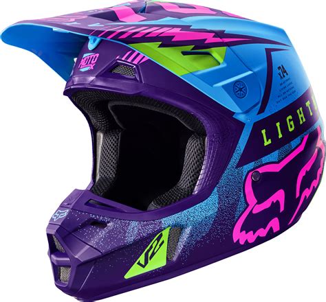 Fox Racing Adult Blue/Green/Purple/Pink V2 Vicious SE Dirt Bike Helmet ...