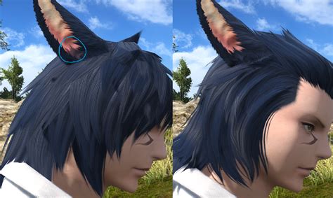 Semi-transparent ear hair on multiple Female Miqo'te hairstyles