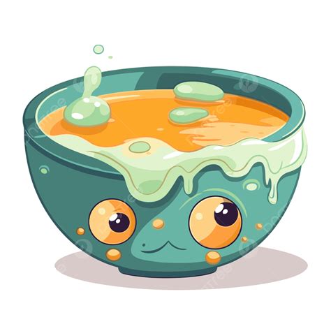 Soup Bowl Vector, Sticker Clipart An Adorable Animated Bowl Of Eggy Soup With Weird Creatures In ...