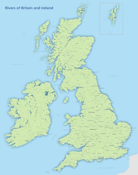 Britain and Ireland river map - royalty free editable map - Maproom