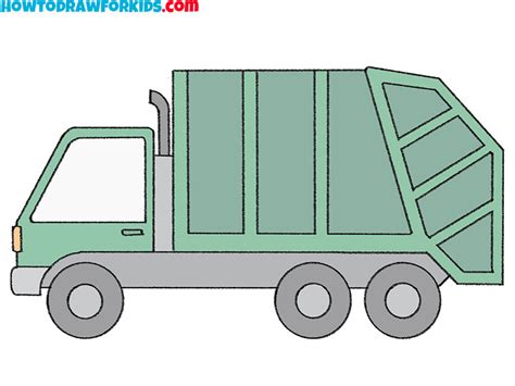 How to Draw a Garbage Truck - Easy Drawing Tutorial For Kids