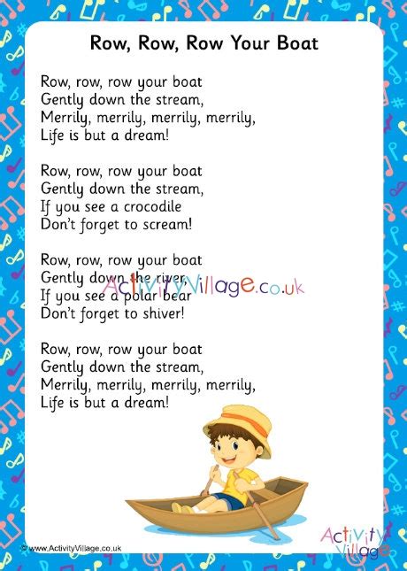 Row Row Row Your Boat Song Lyrics Printable