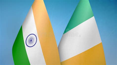 India and Ireland Flags Crossed and Waving Flat Style. Official ...