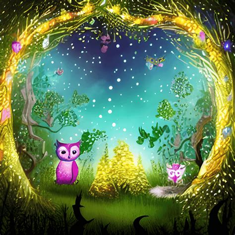 Enchanted Forest Night Scene Graphic · Creative Fabrica