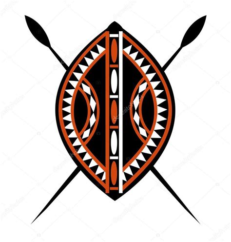 Masaii shield and spears — Stock Vector © wickerwood #67052843