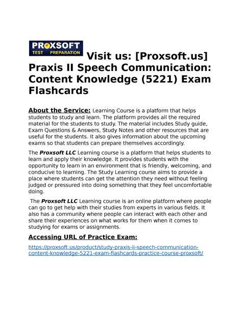 Top-Quality Praxis II Speech Communication: Content Knowledge (5221 ...