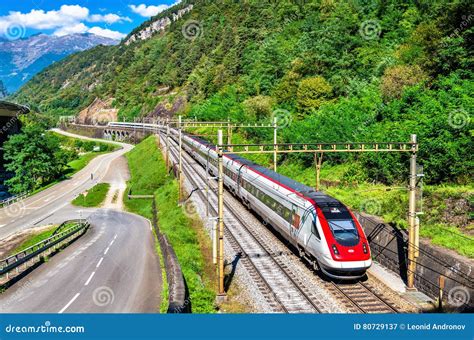 Swiss Tilting High-speed Train on the Gotthard Railway Editorial Photography - Image of modern ...