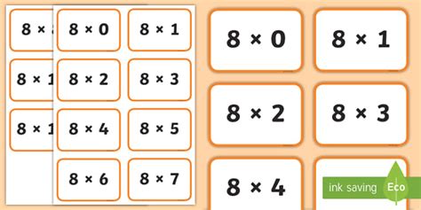 Eight Times Tables Flashcards (teacher made) - Twinkl