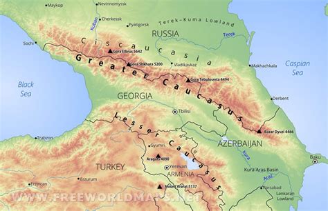 Caucasus Mountains Map