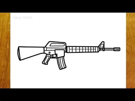 HOW TO DRAW MILITARY M16 GUN / EASY GUN DRAWING / US ARMY MACHINE GUN - YouTube