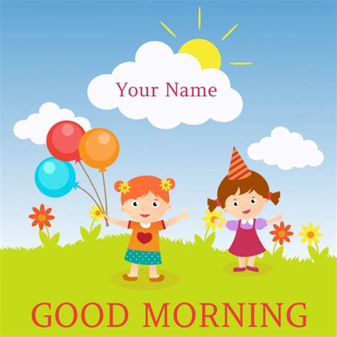 Happy Morning Wishes Cute Childrens Greeting With Name