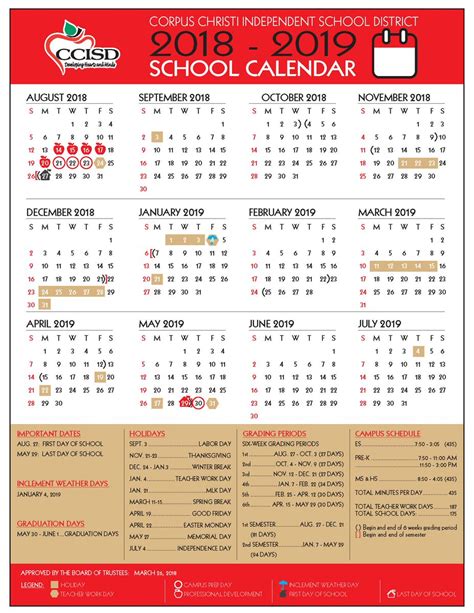 Ccisd Corpus Christi Calendar - Printable Calendar 2023