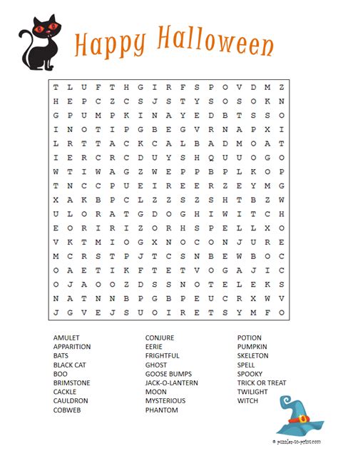 Spooky Halloween Word Search Puzzle