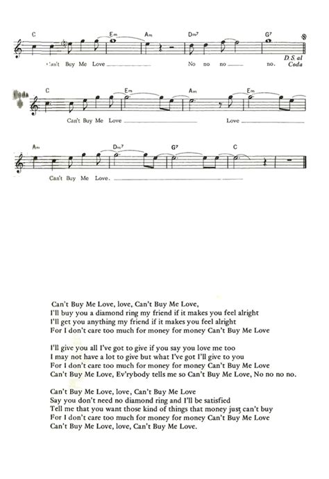 The Beatles CAN'T BUY ME LOVE Sheet music | Easy Sheet Music