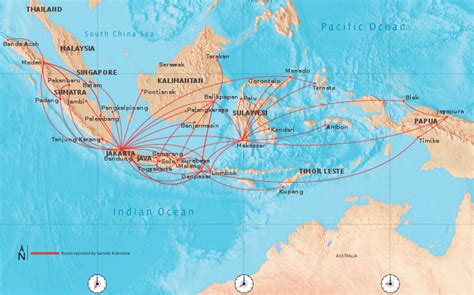 Garuda Indonesia route map - domestic routes