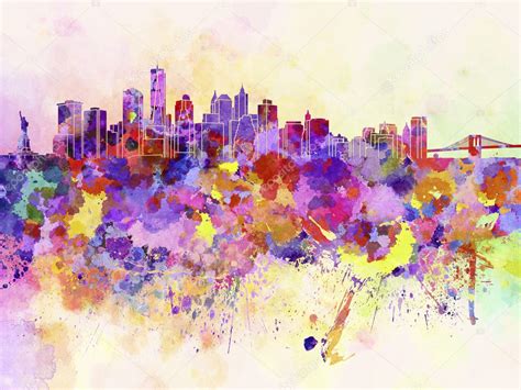 New York skyline in watercolor background — Stock Photo © paulrommer #38004147