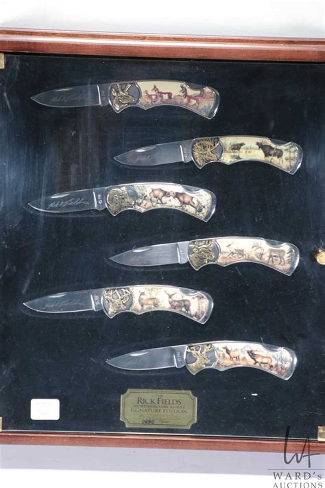 Set of six collector's folding knives "The Rick Fields Sportsman Year Knives" limited edition ...