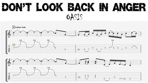 Oasis - DON'T LOOK BACK IN ANGER - Guitar Solo Tutorial (Tab + Sheet Music) - YouTube